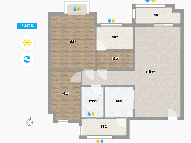 四川省-成都市-雅居乐十里花巷-100.96-户型库-采光通风