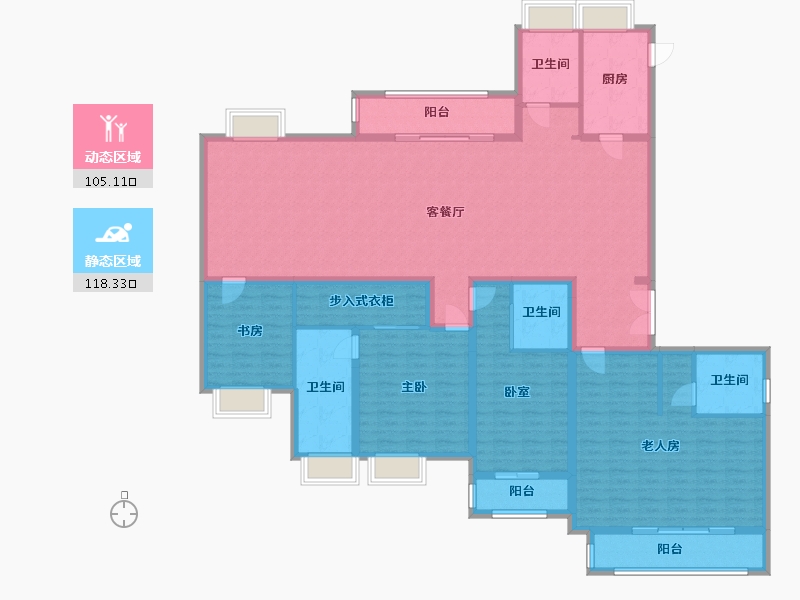 湖北省-武汉市-御江壹品青山樽-216.00-户型库-动静分区