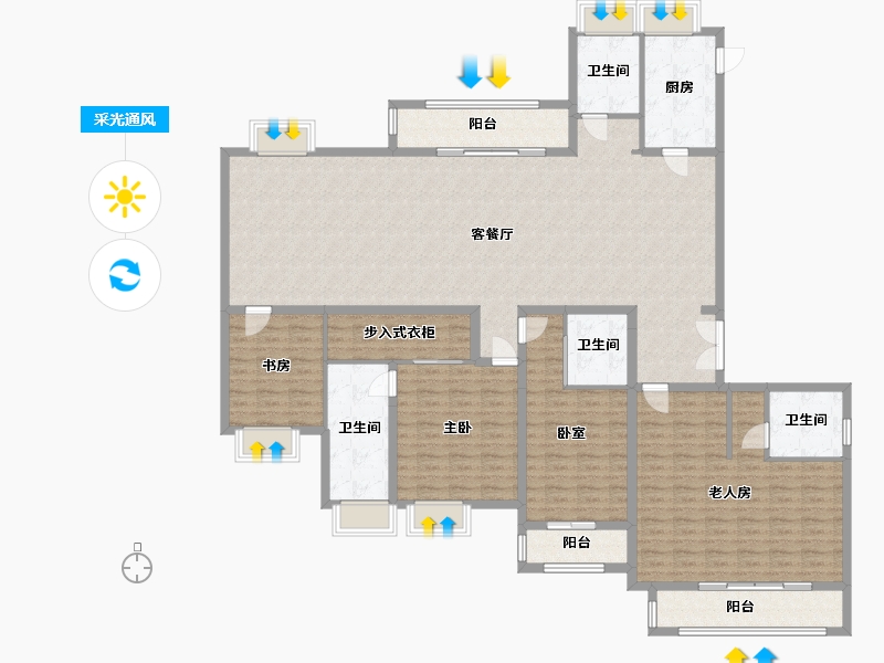 湖北省-武汉市-御江壹品青山樽-216.00-户型库-采光通风