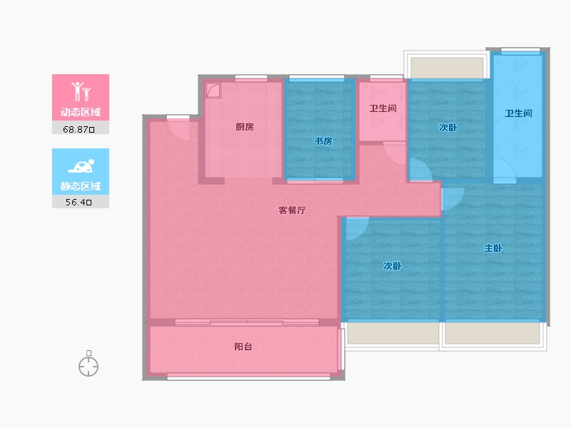 江苏省-苏州市-华侨城龙湖·启元-113.46-户型库-动静分区