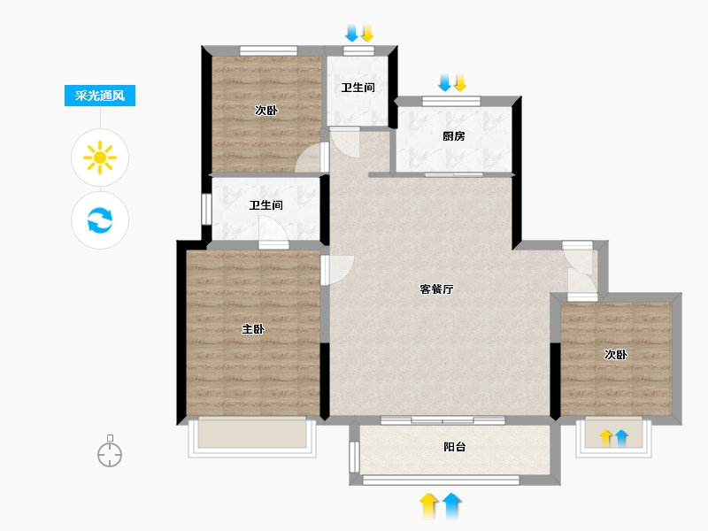 宁夏回族自治区-银川市-万科林溪花园-103.20-户型库-采光通风