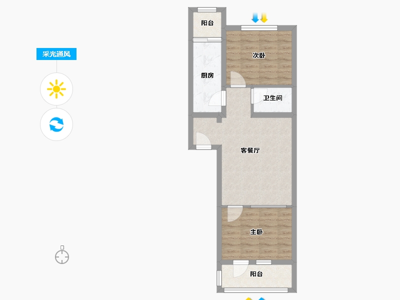 北京-北京市-仓上小区-51.92-户型库-采光通风