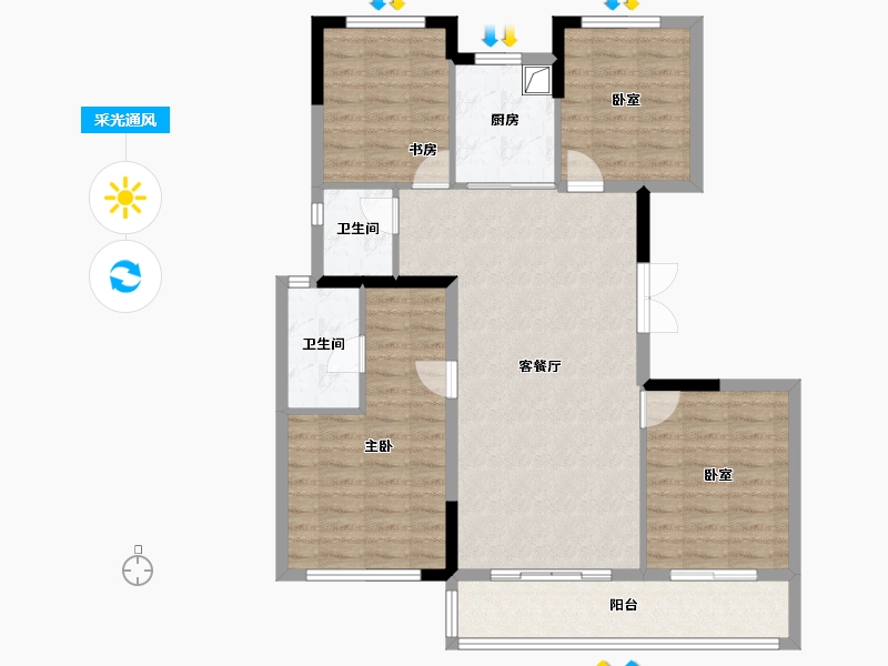 浙江省-杭州市-杭房众安·未珂宸铭府-102.71-户型库-采光通风