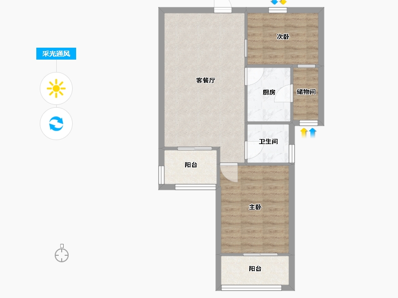 江苏省-南京市-天润城十二街区-59.96-户型库-采光通风