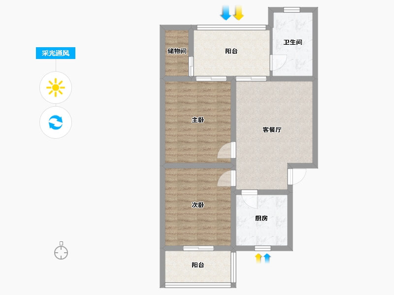 云南省-昆明市-江岸小区-75.00-户型库-采光通风