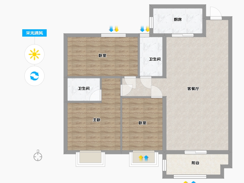 湖北省-黄石市-宏维天地-95.04-户型库-采光通风