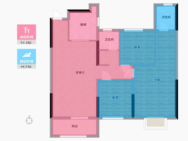 湖北省-仙桃市-荣怀及第世家E区-87.20-户型库-动静分区