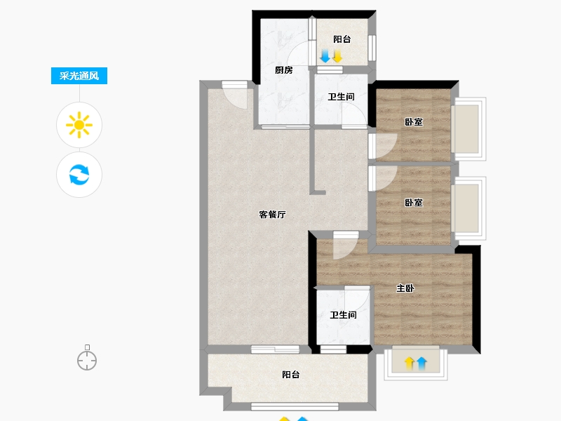 广东省-佛山市-保利海德公园-77.44-户型库-采光通风