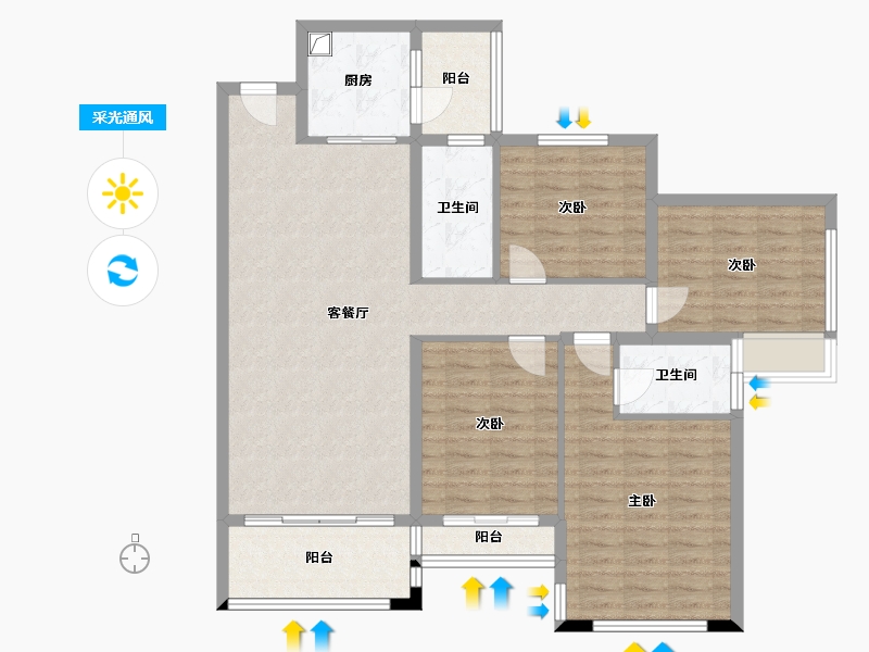 广西壮族自治区-北海市-合浦喜润幸福里-105.60-户型库-采光通风