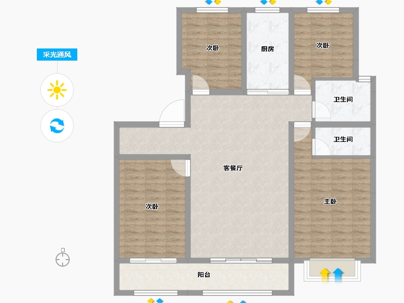 山东省-泰安市-龙泽壹品-118.03-户型库-采光通风