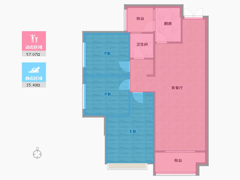 重庆-重庆市-荣盛城-85.00-户型库-动静分区