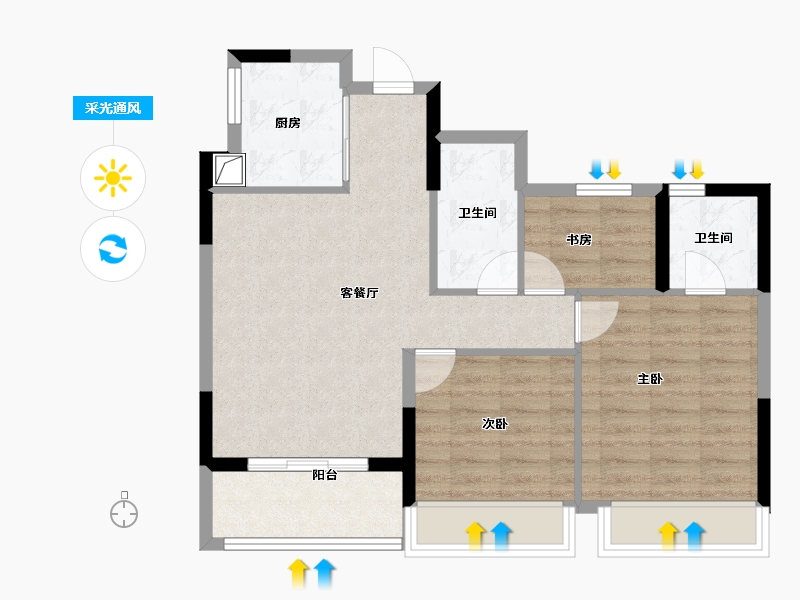 浙江省-杭州市-春境前潮府-72.37-户型库-采光通风