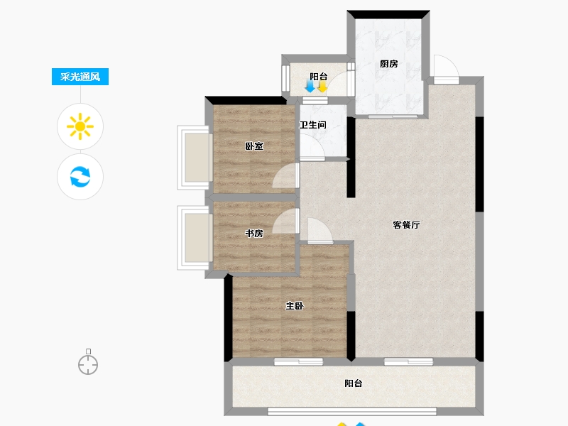 贵州省-贵阳市-观山阅-77.60-户型库-采光通风