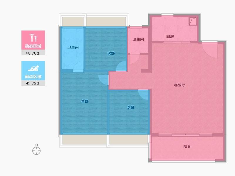 江苏省-苏州市-华侨城龙湖·启元-104.16-户型库-动静分区