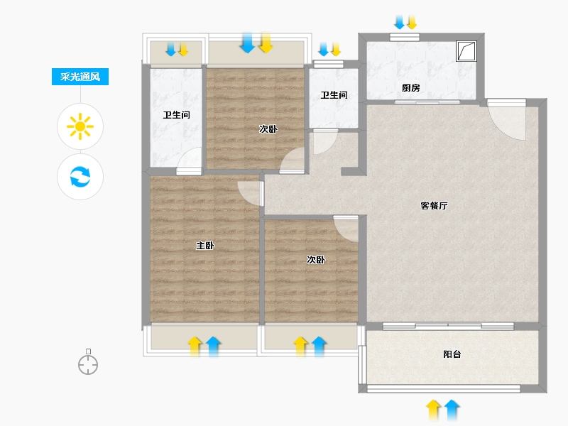 江苏省-苏州市-华侨城龙湖·启元-104.16-户型库-采光通风