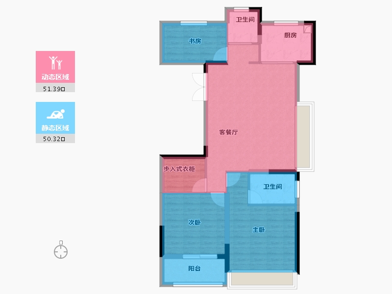 浙江省-杭州市-金茂临江上城-91.48-户型库-动静分区