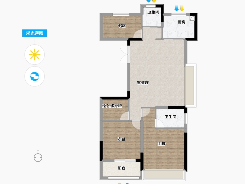 浙江省-杭州市-金茂临江上城-91.48-户型库-采光通风