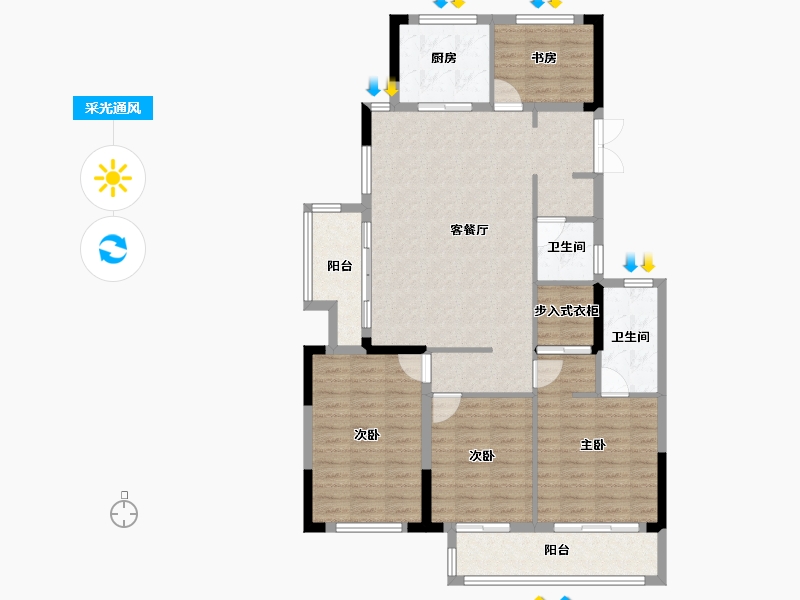 浙江省-湖州市-满庭芳府-112.00-户型库-采光通风