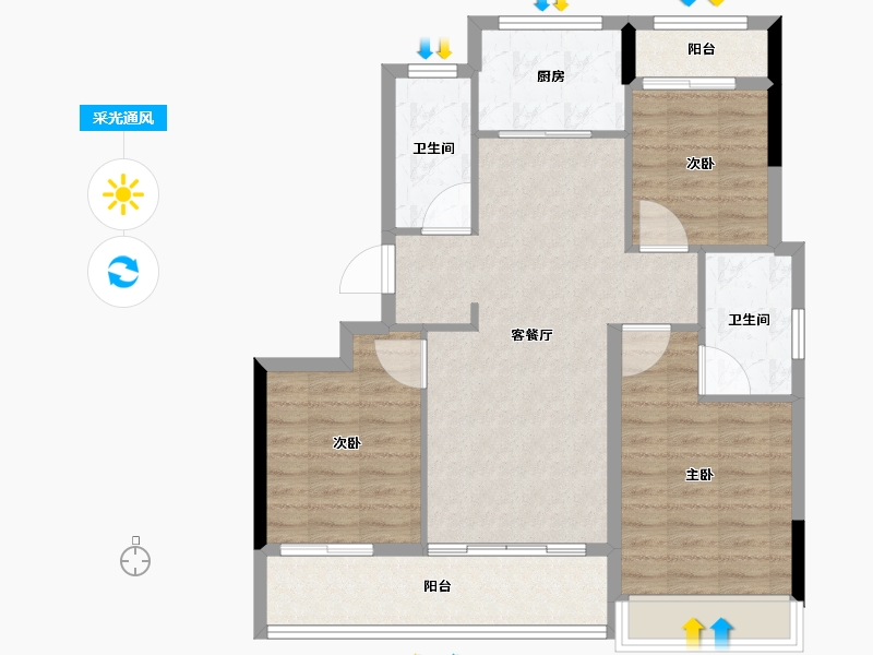 浙江省-杭州市-杭房·湖著观邸-88.00-户型库-采光通风