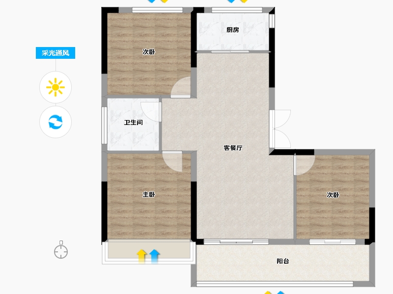 安徽省-阜阳市-万像一号院-96.00-户型库-采光通风