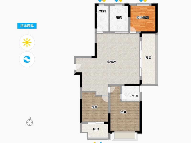 安徽省-滁州市-碧桂园天玺-102.00-户型库-采光通风