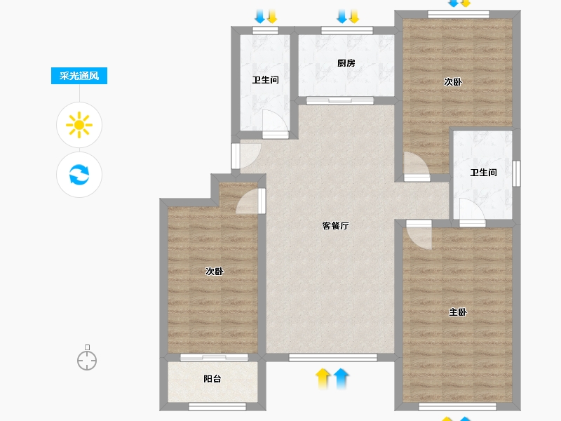 山东省-潍坊市-民生璞悦里-108.00-户型库-采光通风