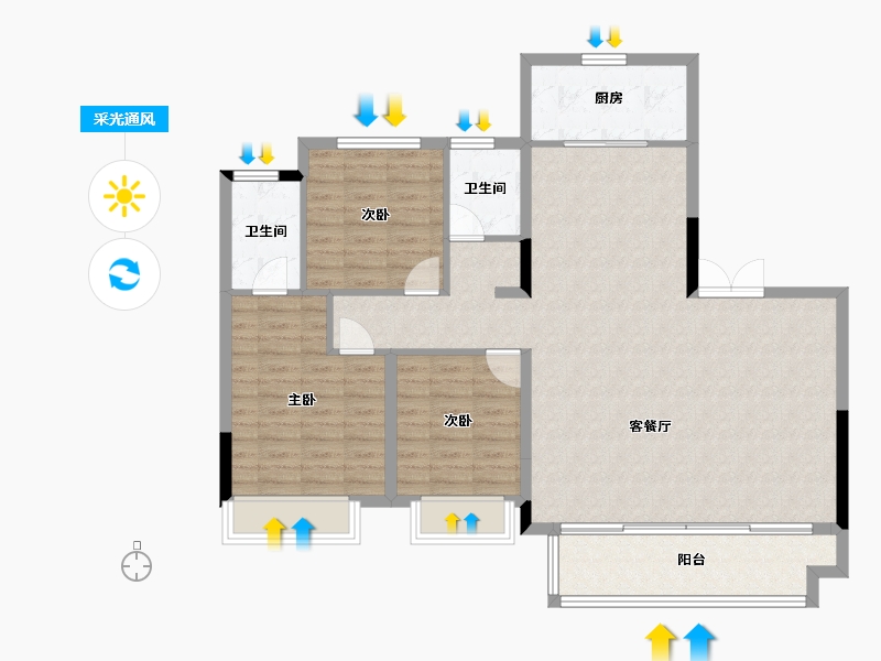 安徽省-巢湖市-新华星耀学府-111.25-户型库-采光通风