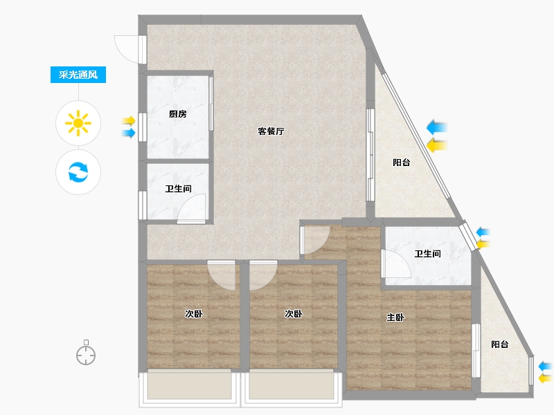 海南省-海口市-同康·国兴一品-77.48-户型库-采光通风