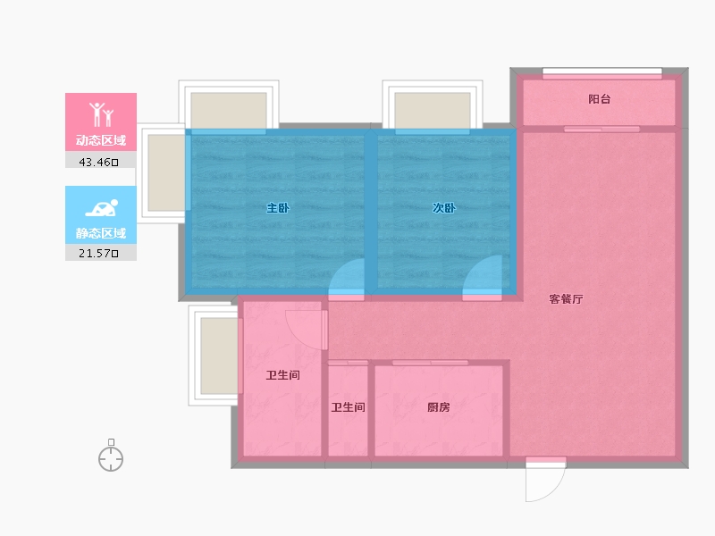 广东省-深圳市-鼎太风华(六期)-57.62-户型库-动静分区