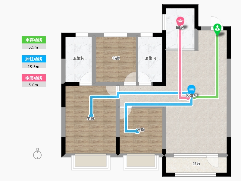 吉林省-长春市-新龙·新安九里-83.74-户型库-动静线