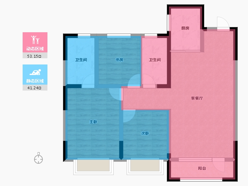 吉林省-长春市-新龙·新安九里-83.74-户型库-动静分区