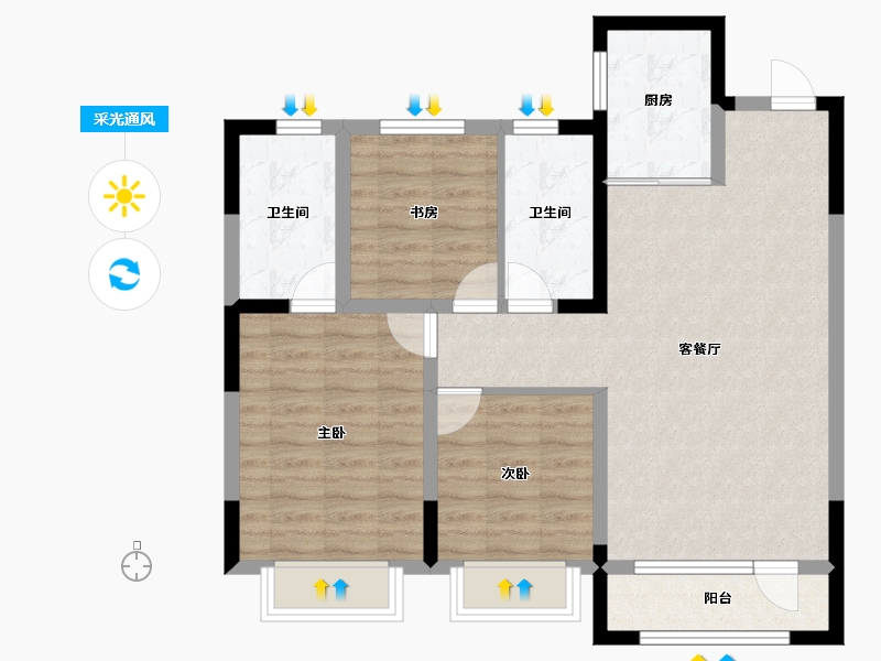 吉林省-长春市-新龙·新安九里-83.74-户型库-采光通风