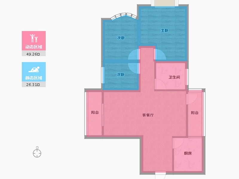 广东省-深圳市-嘉宾花园-66.86-户型库-动静分区