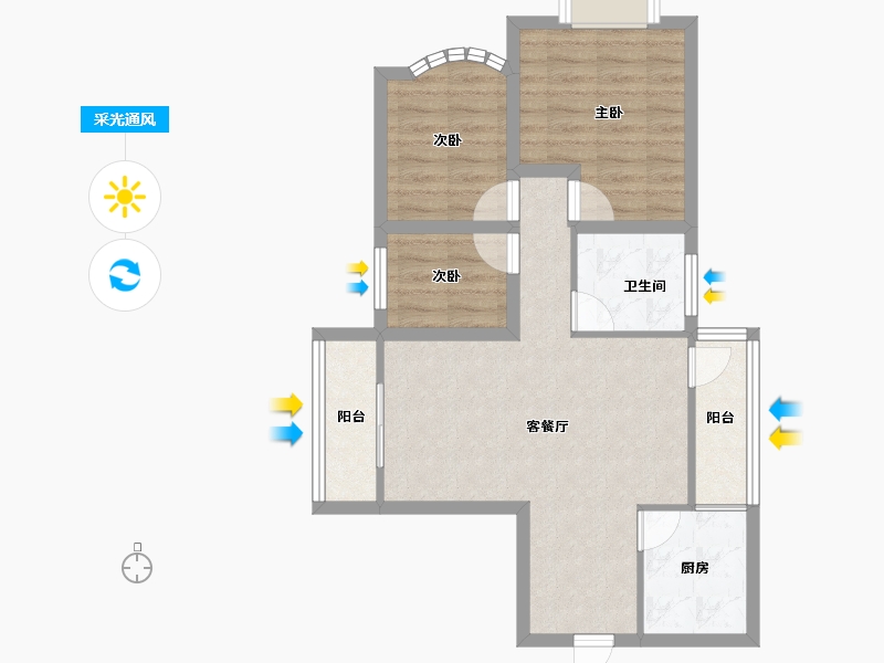 广东省-深圳市-嘉宾花园-66.86-户型库-采光通风