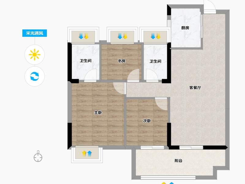 福建省-福州市-长乐融信澜山-76.00-户型库-采光通风