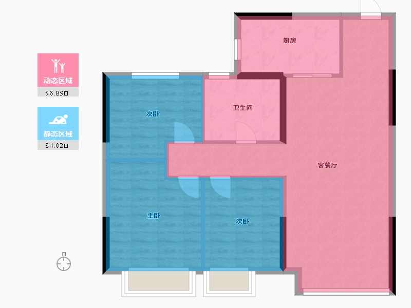 辽宁省-铁岭市-恒大林溪府-82.40-户型库-动静分区