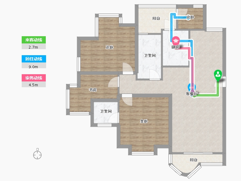 广东省-深圳市-百仕达花园(一期)-95.43-户型库-动静线