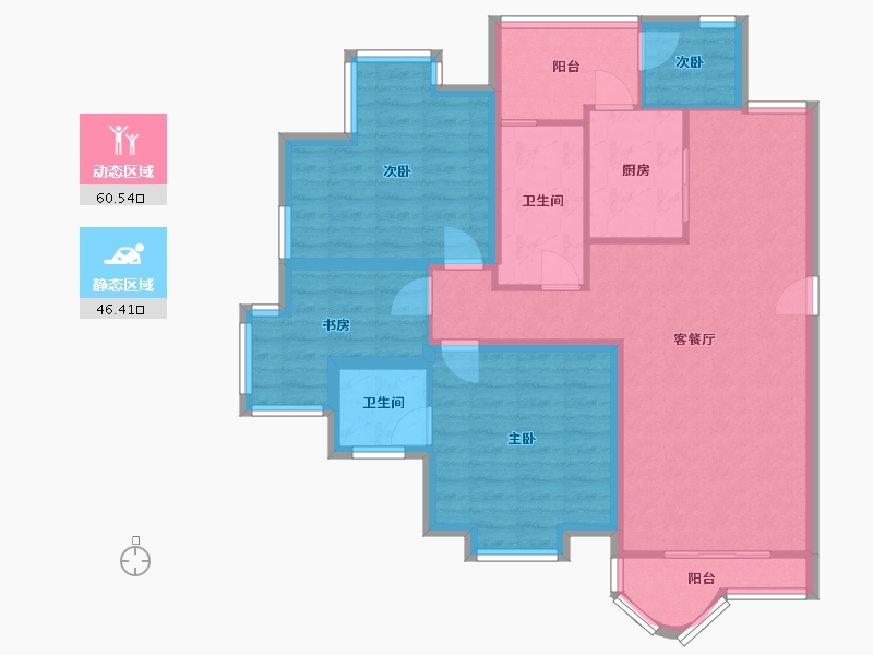 广东省-深圳市-百仕达花园(一期)-95.43-户型库-动静分区