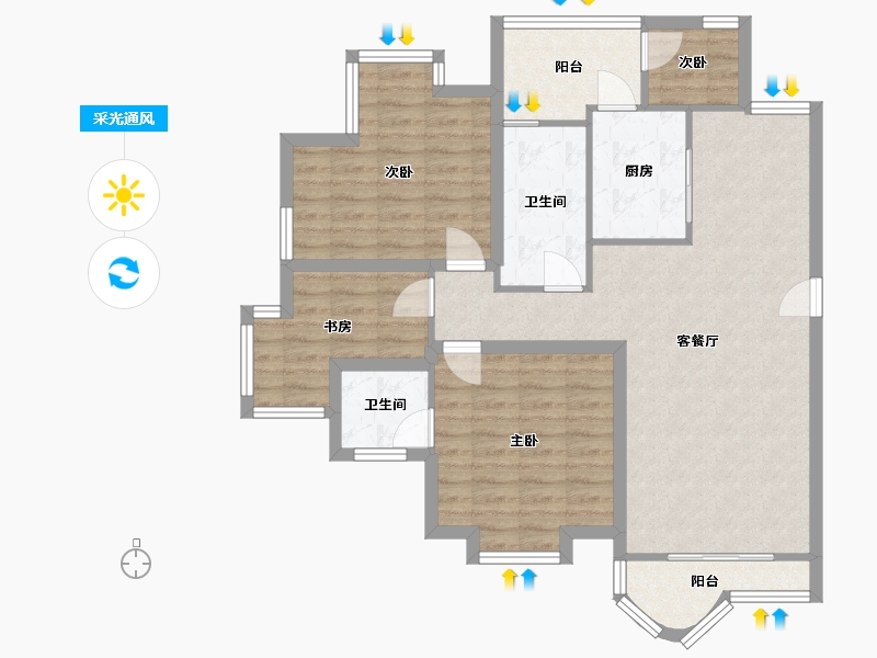 广东省-深圳市-百仕达花园(一期)-95.43-户型库-采光通风