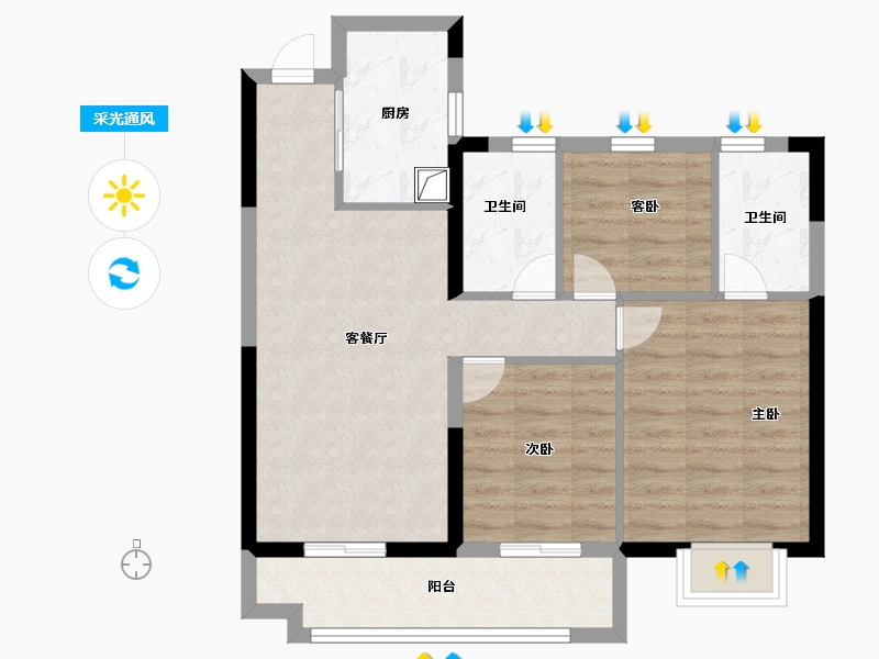 福建省-福州市-联发臻榕府-71.20-户型库-采光通风