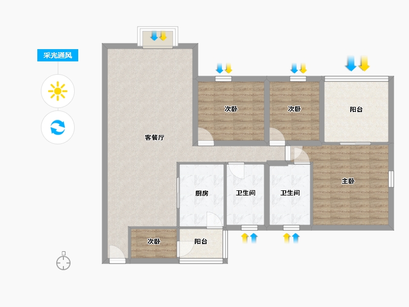 广东省-深圳市-港湾丽都-107.59-户型库-采光通风