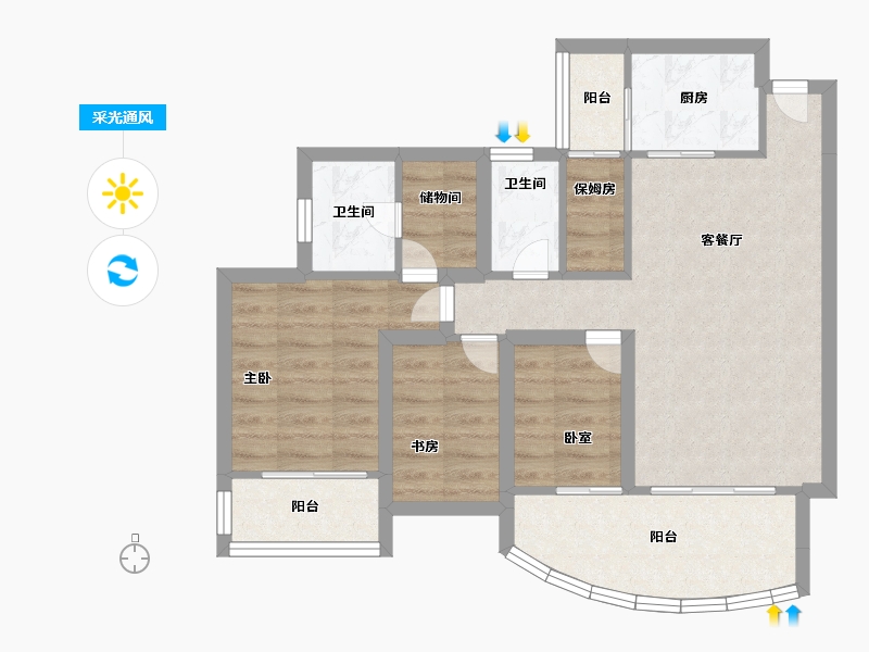 广东省-深圳市-宜城风景花园-70.41-户型库-采光通风