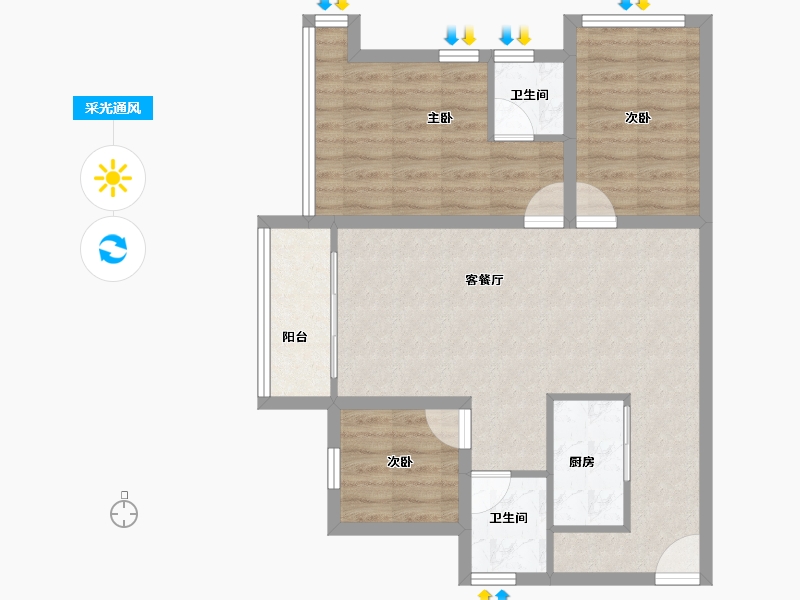 广东省-深圳市-桑泰水木丹华园-74.37-户型库-采光通风