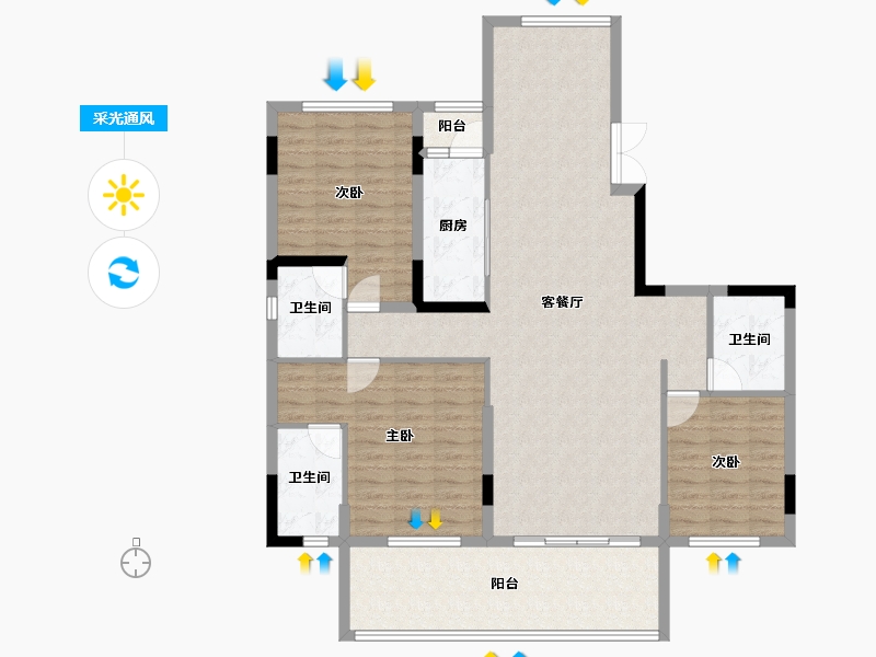 湖北省-十堰市-寿康·华悦府-124.41-户型库-采光通风