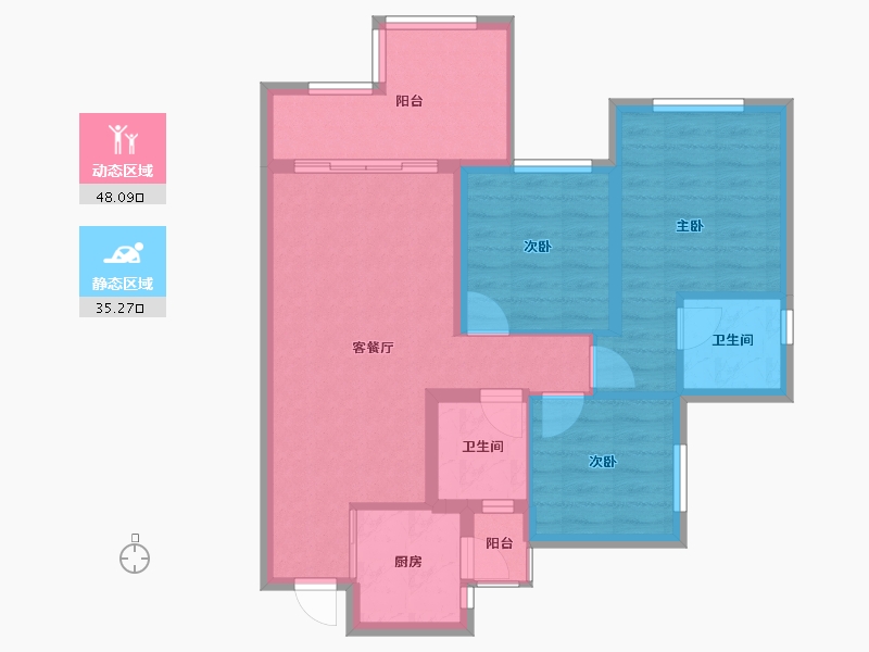 四川省-南充市-金为领地悦城-73.98-户型库-动静分区