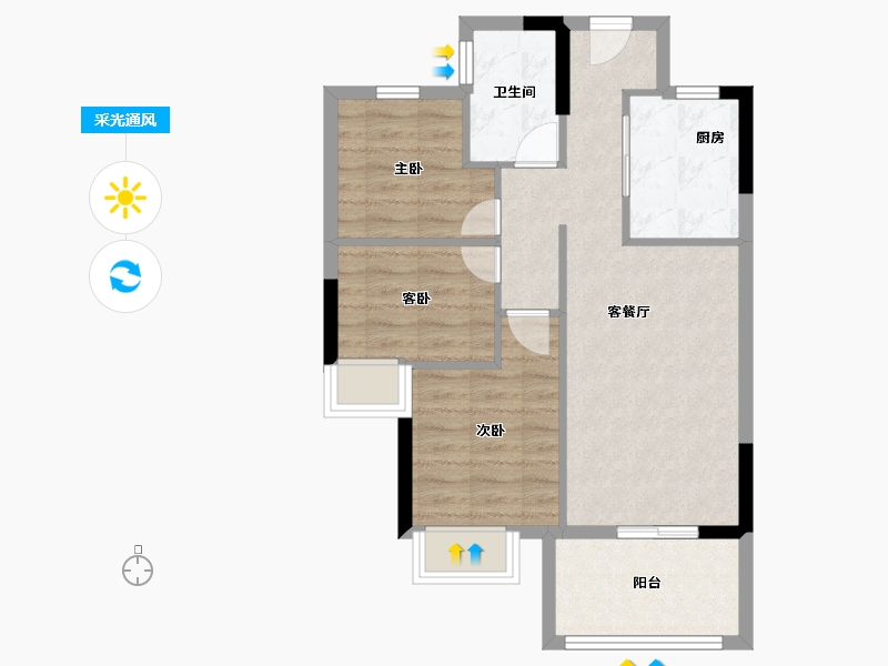 福建省-福州市-滨海金茂智慧科学城-62.40-户型库-采光通风