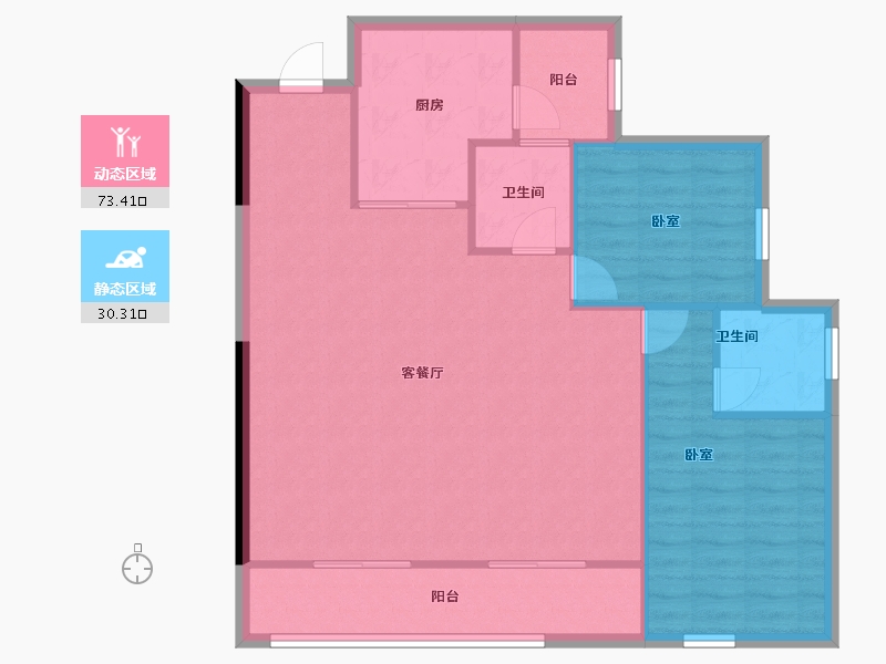 四川省-成都市-龙湖天屿-95.68-户型库-动静分区