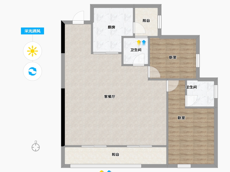 四川省-成都市-龙湖天屿-95.68-户型库-采光通风