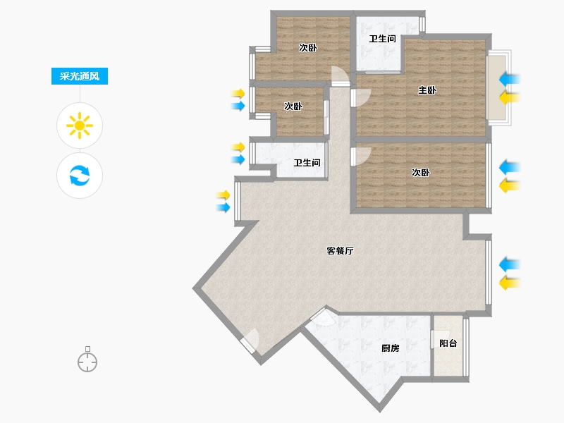 广东省-深圳市-阳光带海滨城(一期)-135.83-户型库-采光通风