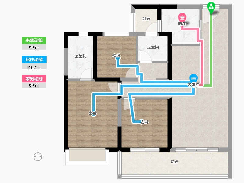 云南省-昆明市-万科城-86.40-户型库-动静线